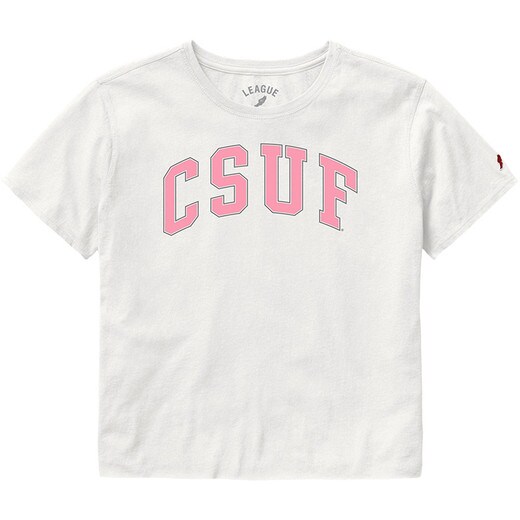 League CSUF Cotton Crop Top - WHITE-PINK
